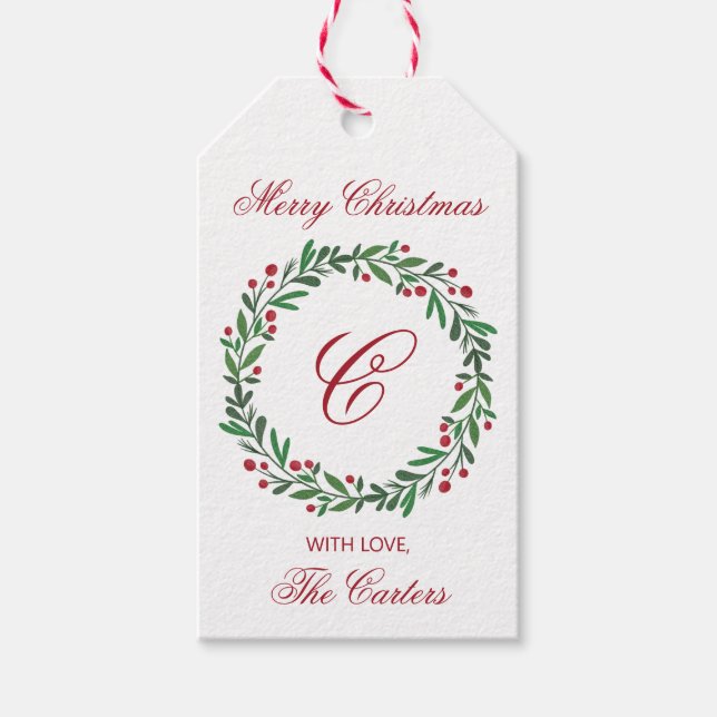 Etiqueta Para Presente Etiqueta de Presente de Grinalda de Natal (Frente)
