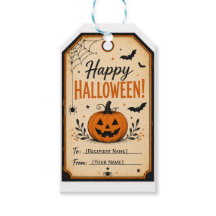 Etiqueta de presente de Halloween vintage | Abóbor