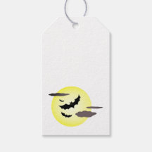 Etiqueta de Presente de Morcego de Halloween e Lua