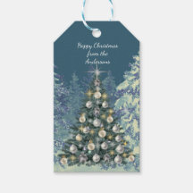 Etiqueta de Presente de Natal - Cena de Inverno El