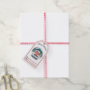 Etiqueta Para Presente Etiqueta de presente de Natal com um globo de neve