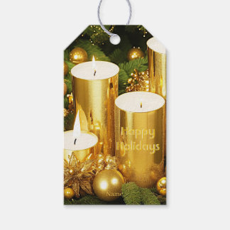 Etiqueta Para Presente Etiqueta de Presente de Natal com Velas Douradas