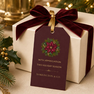 Etiqueta Para Presente Etiqueta de Presente de Natal Corporativo Burgundy