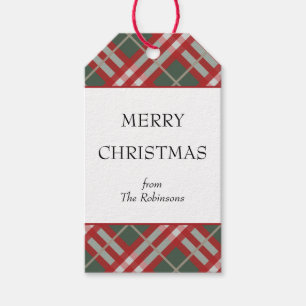 Etiqueta Para Presente Etiqueta de presente de Natal da Xadrez Vermelha C