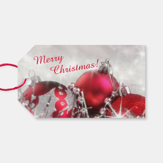 Etiqueta Para Presente Etiqueta De Presente De Natal De Prata E Vermelho (Verso Horizontal)