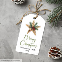 Etiqueta de Presente de Natal em Aquarela Boêmia M