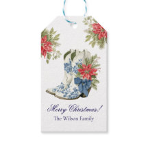 Etiqueta de Presente de Natal em Bota de Cowgirl P
