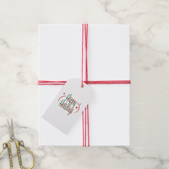 Etiqueta Para Presente Etiqueta de presente de Natal Feliz Feriados (Com cordão)