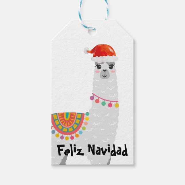 Etiqueta Para Presente Etiqueta de Presente de Natal Feliz Navidad Llama (Frente)