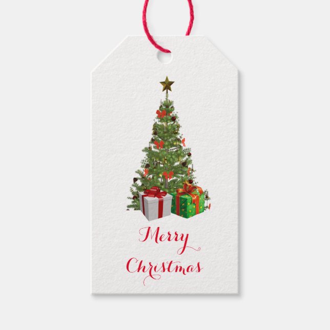 Etiqueta Para Presente Etiqueta de Presente de Natal Festivo Árvore de Na (Frente)