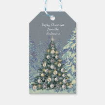 Etiqueta de Presente de Natal - Floresta de Invern