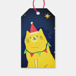 ETIQUETA PARA PRESENTE ETIQUETA DE PRESENTE DE NATAL GATO NO CÉU NOTURNO