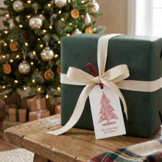 Etiqueta Para Presente Etiqueta de Presente de Natal Geométrica Vermelha