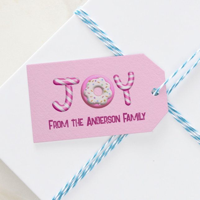 Etiqueta Para Presente Etiqueta de presente de Natal | Joy Candy Cane Pin (Criador carregado)