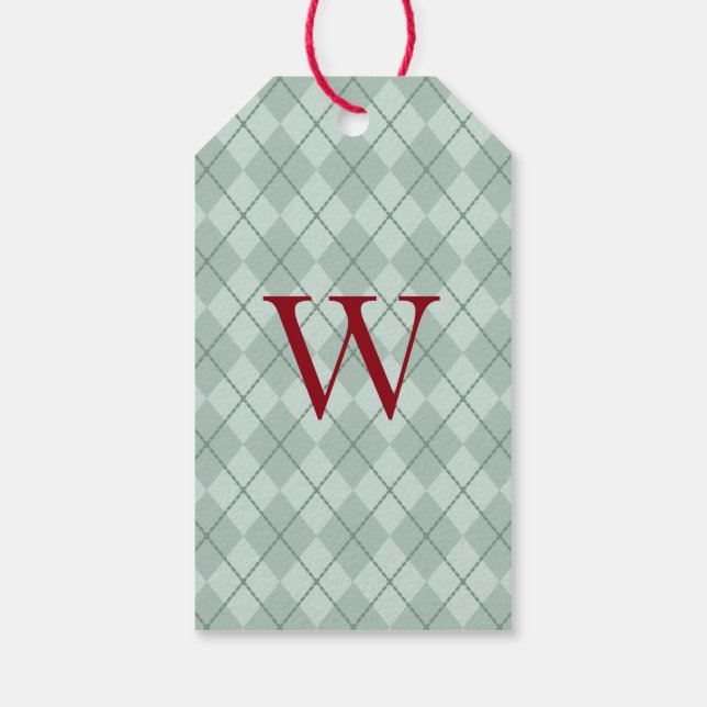 Etiqueta Para Presente Etiqueta de presente de Natal Monogram Green (Verso)