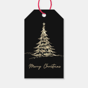 Etiqueta Para Presente Etiqueta de presente de Natal Preto   Árvore de Na