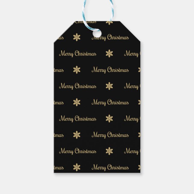 Etiqueta Para Presente Etiqueta de presente de Natal Preto e Dourado (Frente)