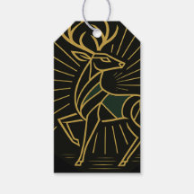Etiqueta de Presente de Natal Rena em Art Deco