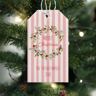 Etiqueta Para Presente Etiqueta de Presente de Natal Rosa | Floral Feliz