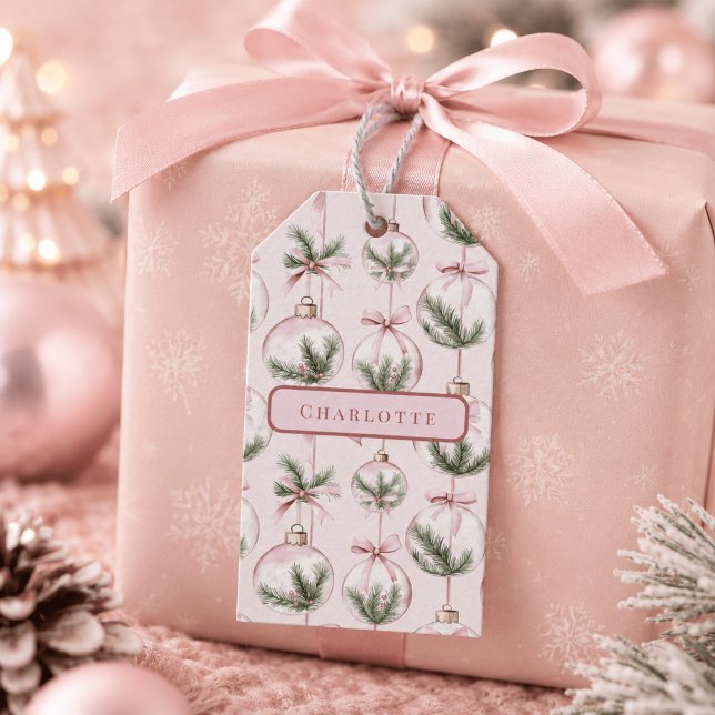Etiqueta Para Presente Etiqueta de Presente de Natal Rosa Moderna (Criador carregado)