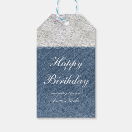 Etiqueta Para Presente Etiqueta de Presente de Natal Rustic Denim & Lace