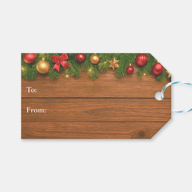 Etiqueta Para Presente Etiqueta de Presente de Natal Rústico – Personaliz (Frente (horizontal))