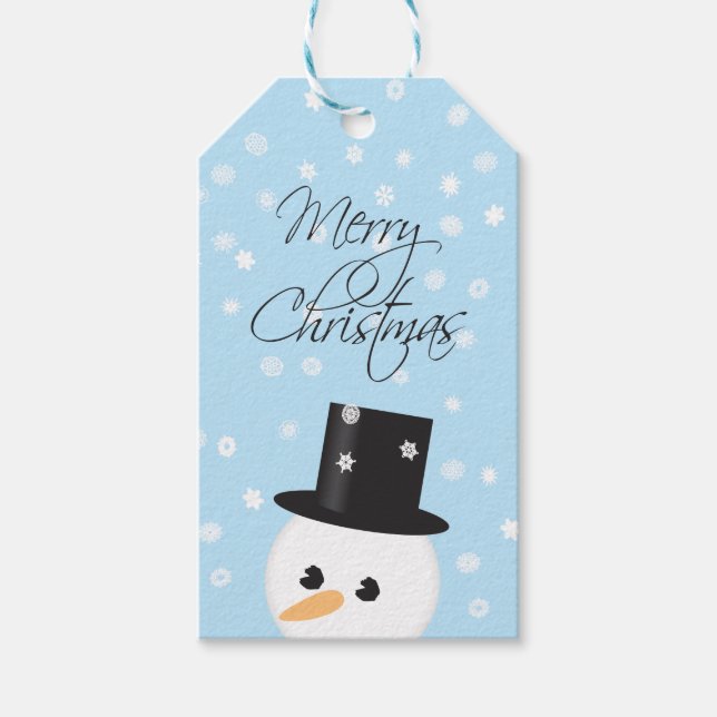 Etiqueta Para Presente Etiqueta de Presente de Natal Snowman (Frente)