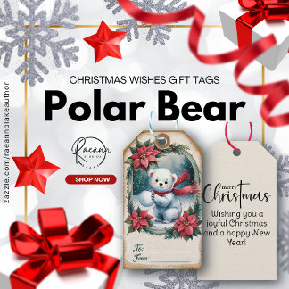 Etiqueta Para Presente Etiqueta de Presente de Natal Urso Polar Vintage B