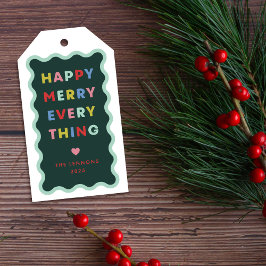 Etiqueta Para Presente Etiqueta de Presente de Natal Verde Feliz Alegre O