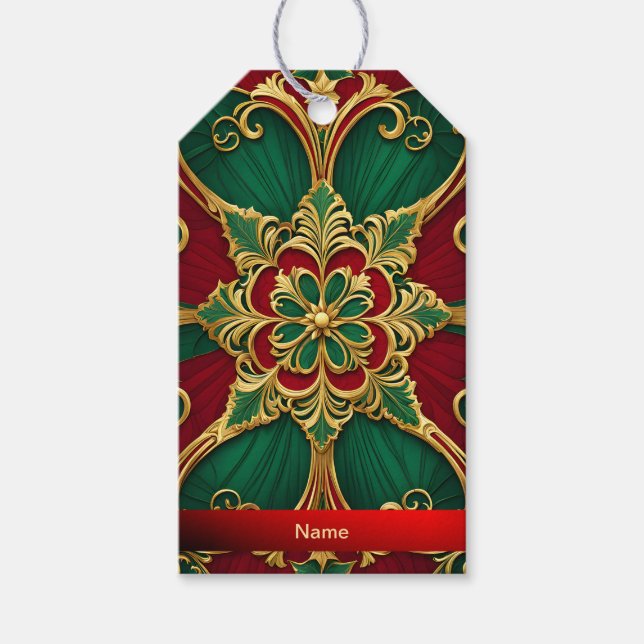 Etiqueta Para Presente Etiqueta de presente de Natal Vermelho Verde (Frente)