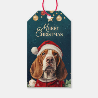 Etiqueta Para Presente ETIQUETA DE PRESENTE DE NATAL VINtAGE BASSET HOUND