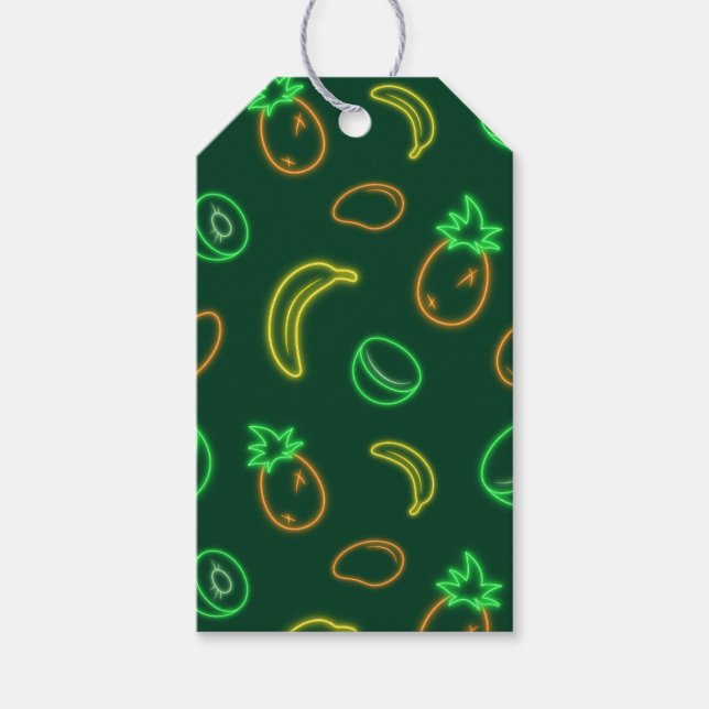 Etiqueta Para Presente Etiqueta de Presente de Padrão Tropical Neon (Frente)