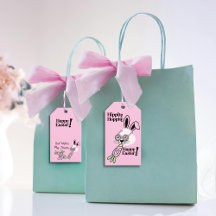 Etiqueta de Presente de Páscoa Coelho Retro Flower