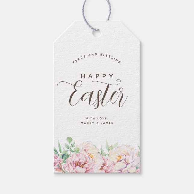 Etiqueta Para Presente Etiqueta de Presente de Páscoa Floral Elegante Pas (Frente)