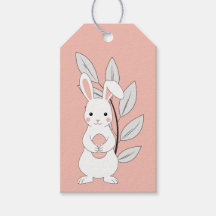 Etiqueta de Presente de Páscoa Rosa Pastel