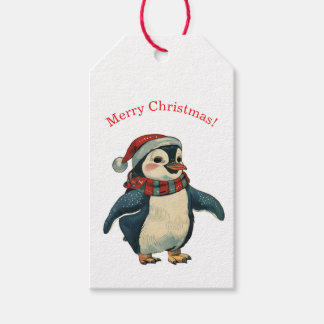 ETIQUETA PARA PRESENTE ETIQUETA DE PRESENTE DE PINGUIM COM CHAPÉU DE PAPA