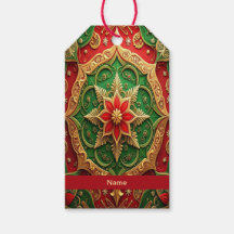 Etiqueta de Presente Decorativa Vermelha e Verde p