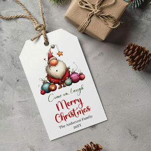 Etiqueta Para Presente Etiqueta de presente do Papai Noel vermelha e verd