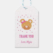 Etiqueta de Presente do Urso Rosa