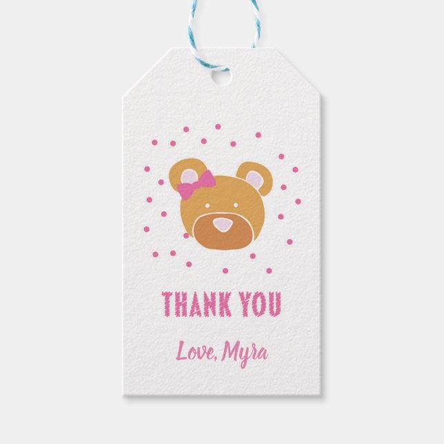 Etiqueta Para Presente Etiqueta de Presente do Urso Rosa (Frente)