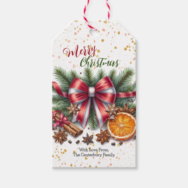 Etiqueta Para Presente Etiqueta de Presente Elementos Naturais de Natal (Frente)