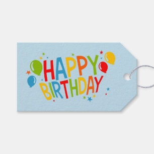 Etiqueta Para Presente Etiqueta de Presente Feliz de Aniversário com Balõ