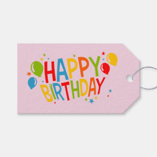 Etiqueta Para Presente Etiqueta de Presente Feliz de Aniversário com Balõ