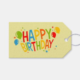 Etiqueta Para Presente Etiqueta de Presente Feliz de Aniversário com Balõ