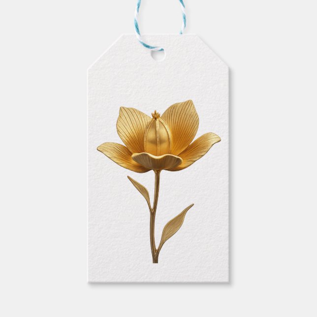Etiqueta Para Presente Etiqueta de Presente Flor Dourada (Frente)