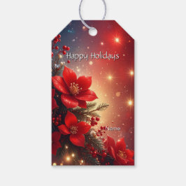 Etiqueta Para Presente Etiqueta de Presente Floral de Natal Vermelha