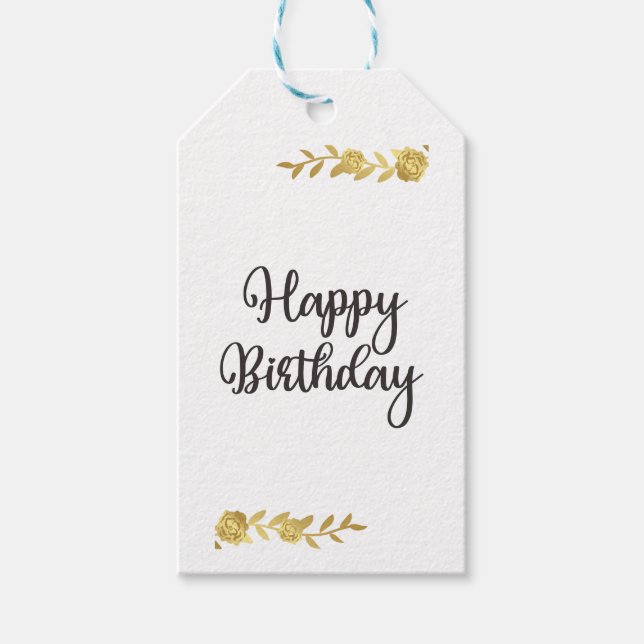 Etiqueta Para Presente Etiqueta de Presente Floral Dourada Elegante (Frente)