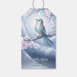 Etiqueta Para Presente Etiqueta de Presente Floral Pássaro Azul