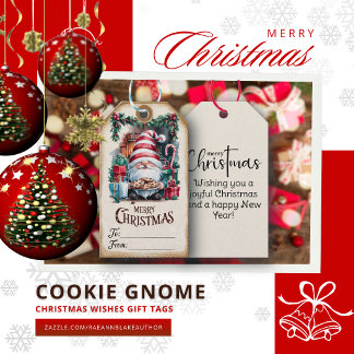 Etiqueta Para Presente Etiqueta de Presente Gnomo de Biscoito Vintage Des