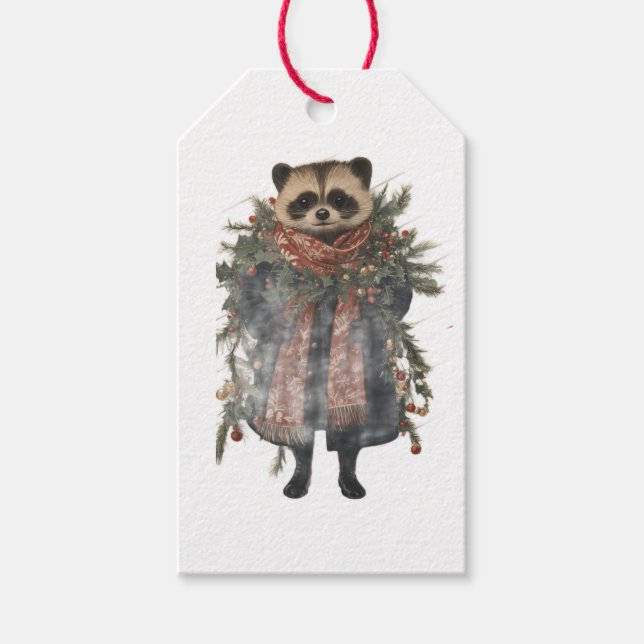 ETIQUETA PARA PRESENTE ETIQUETA DE PRESENTE MAPACHE DE NAVIDAD (Frente)